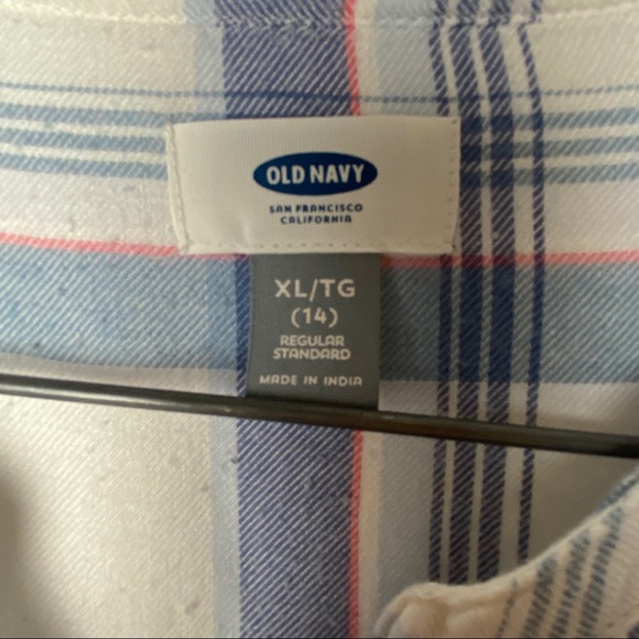 Old Navy Girls White/Blue Tunic Style Plaid Shirt - Picture 3 of 12